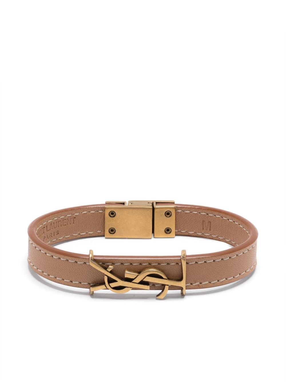 Saint Laurent bracelet en cuir à plaque logo - Or Top Merken Winkel